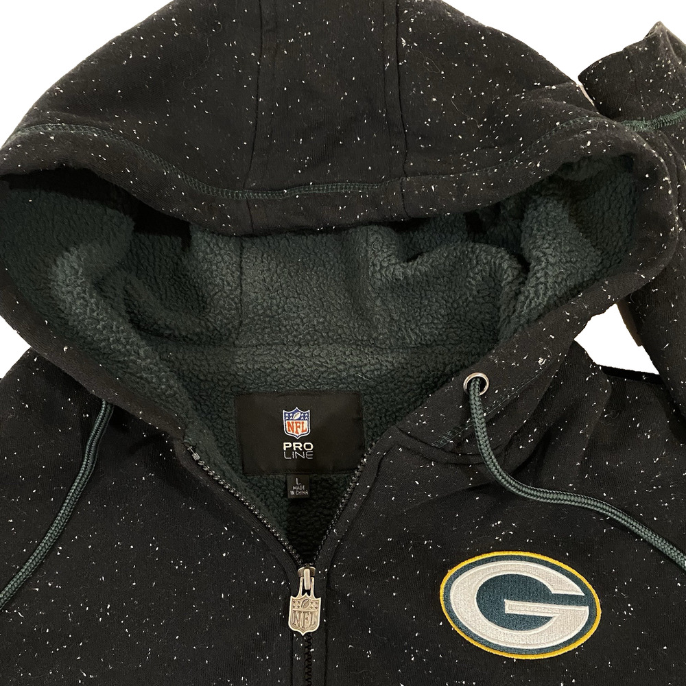 Pro Line Green Bay Packers Sherpa Lined Full Zip Jacket Spellout Mens Size L